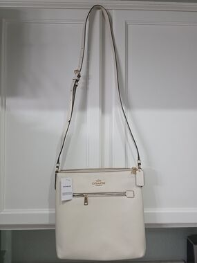 Coach Rowan File Leather Crossbody Bag Color Chalk White NWT